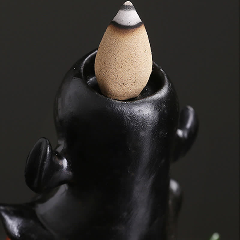 Atmospheric Halloween Pumpkin and Ghost Resin Backflow Smoke Fountain Incense Burner