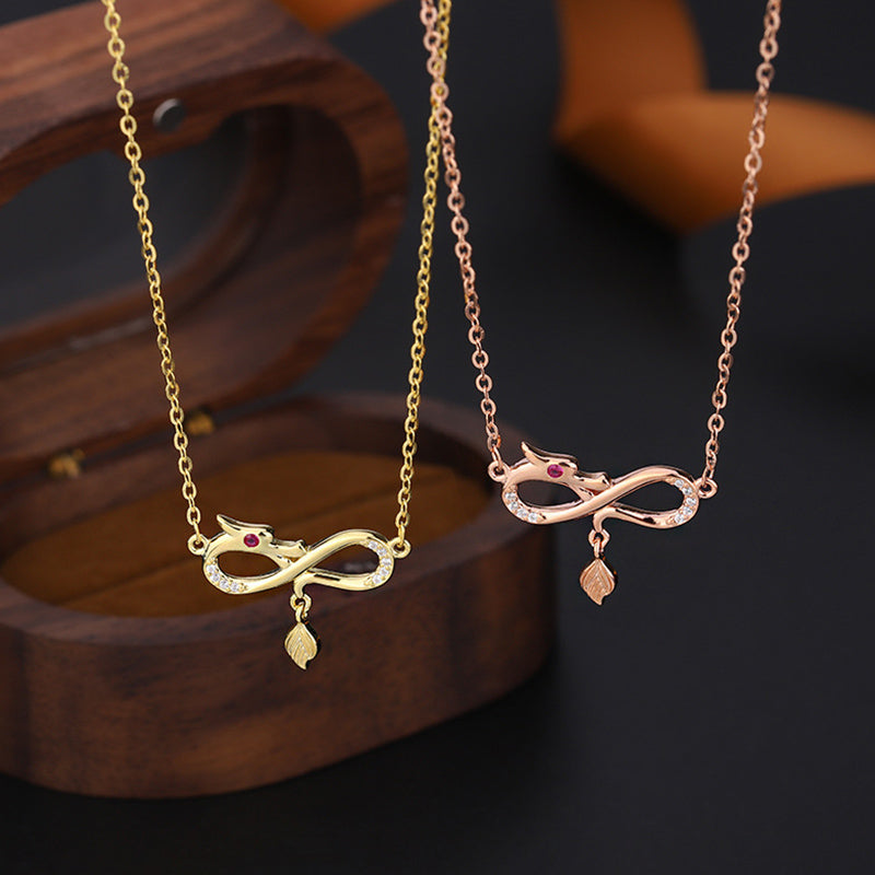 999 Sterling Silver Year Of The Dragon Endless Knot Tail Charm Protection Necklace Pendant