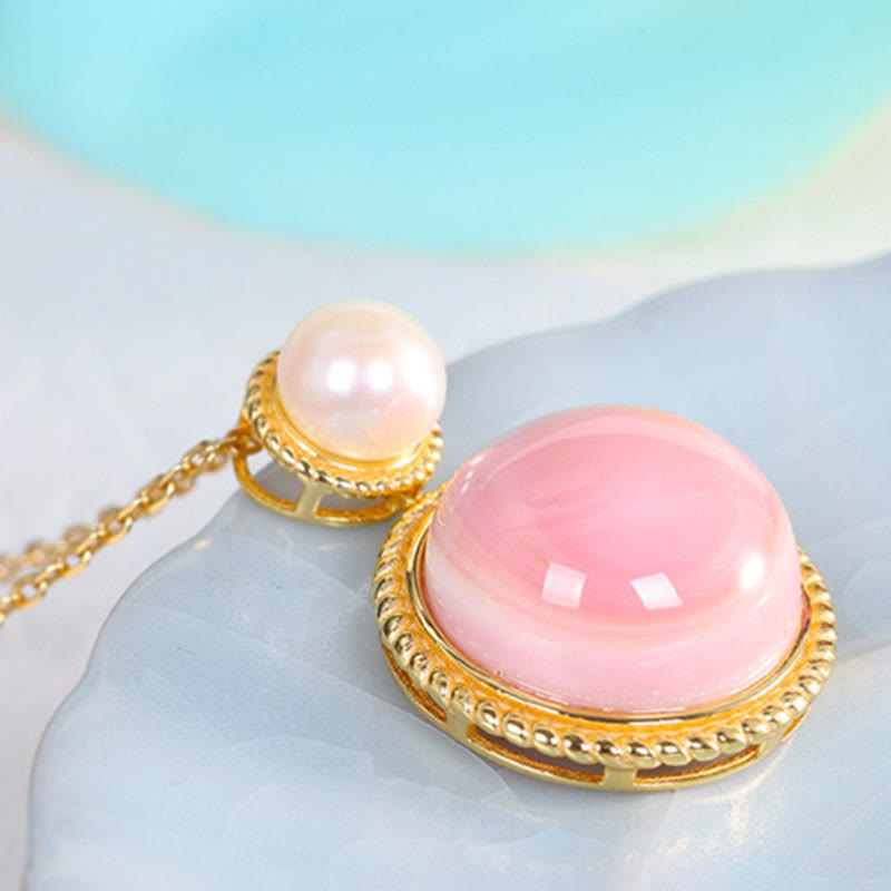 925 Sterling Silver Queen Conch Shell Pearl Luck Blessing Earrings Necklace Pendant Jewelry Set