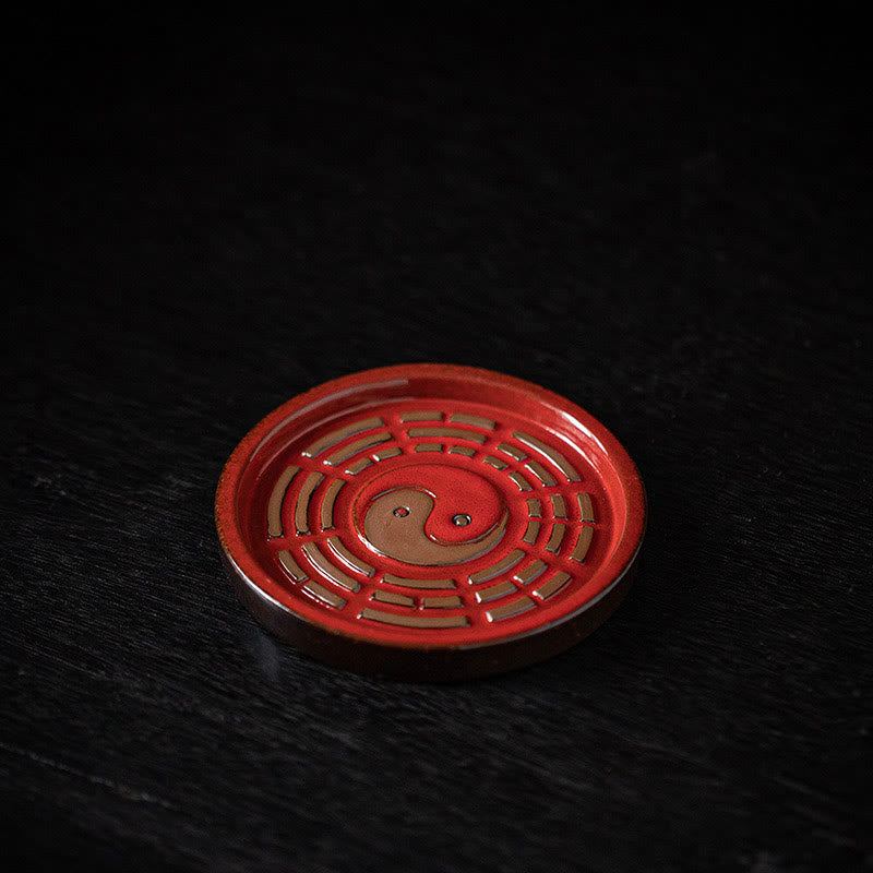 Ceramic Bagua Tray & Symbolic Wealth Vessel Stick Incense Burner