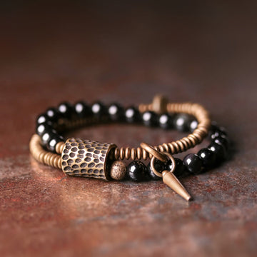 Rainbow Obsidian Copper Inner Peace Healing Double Layer Bracelet
