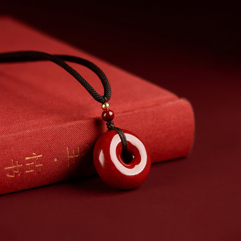Cinnabar Peace Buckle Calm Blessing Necklace Pendant (Extra 35% Off | USE CODE: FS35)