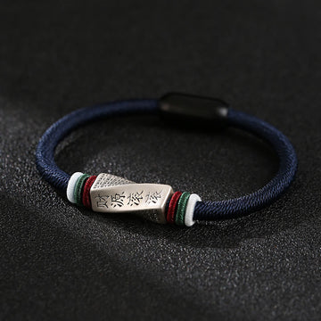 Handmade 999 Sterling Silver String Buckle Blessing Bracelet