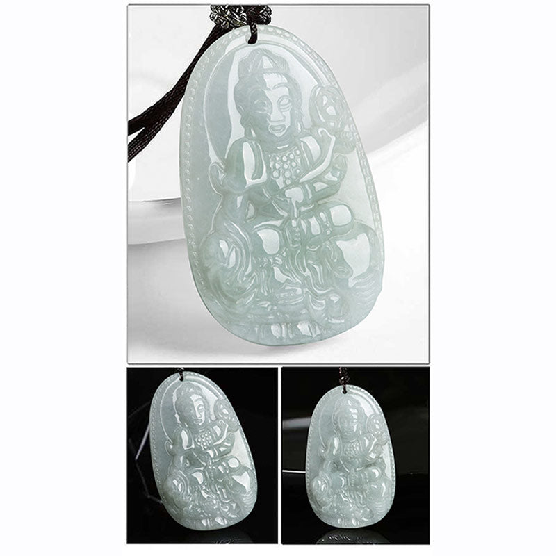Chinese Zodiac Natal Buddha Jade Wealth Prosperity Necklace Pendant