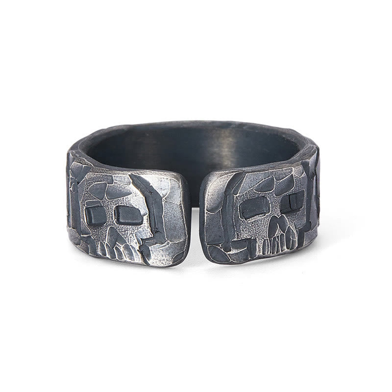 Handmade 999 Fine Silver Skeleton Pattern Blessing Ring
