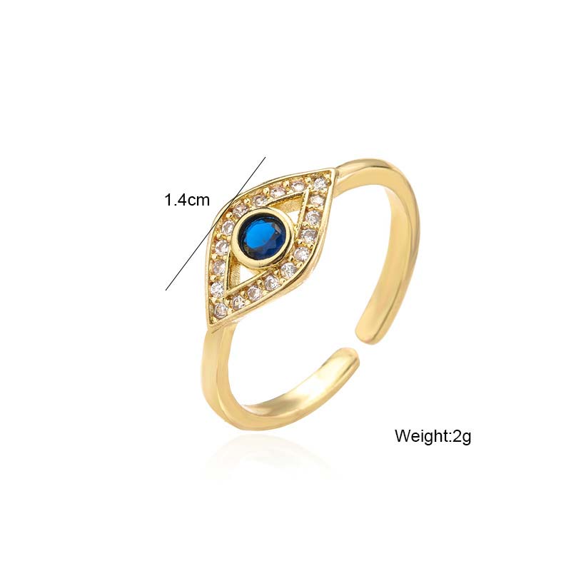 Handmade Adjustable Copper Evil Eye Open Band Ring