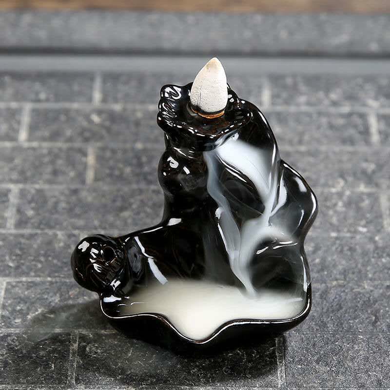 Handcrafted Lotus Ceramic Waterfall Backflow Incense Burner