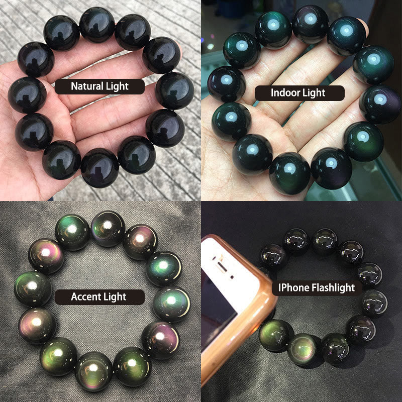 Natural Green Eye Obsidian Wealth Bracelet