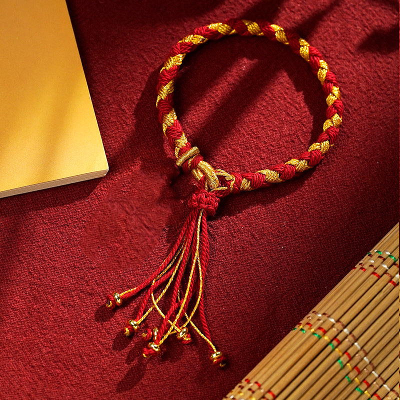 Handmade Tibetan Five God Of Wealth Dragon Scale Rope Luck Braid Bracelet