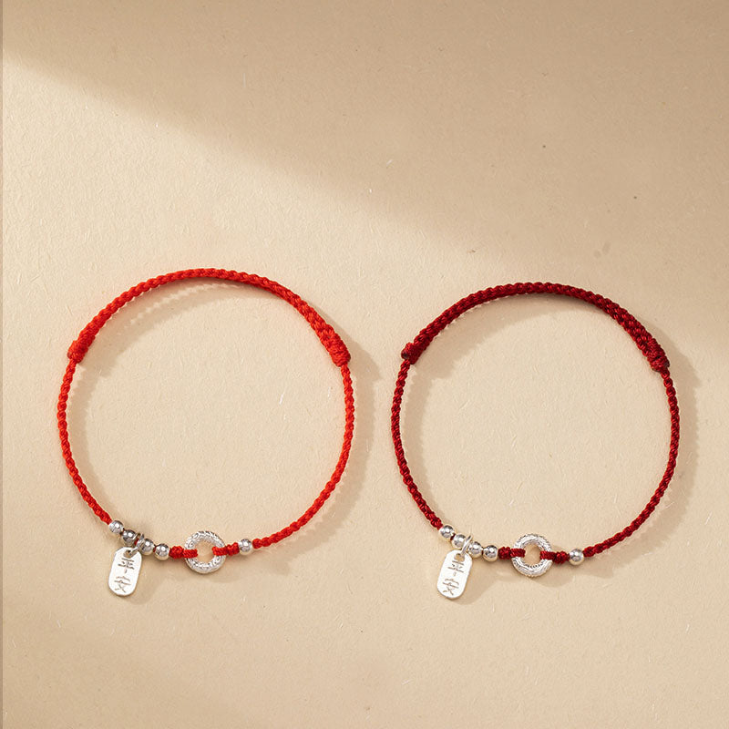 925 Sterling Silver Auspicious Clouds Peace Buckle Safe And Sound Bracelet Anklet