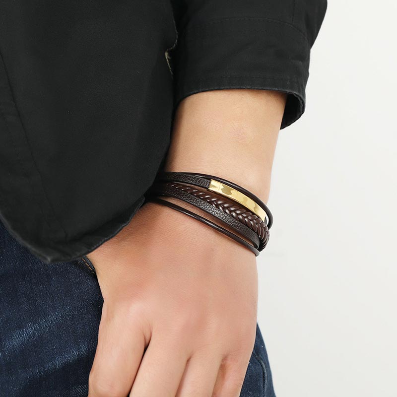 Minimalist Titanium Steel and Leather Unisex Bracelet for Daily Grounding