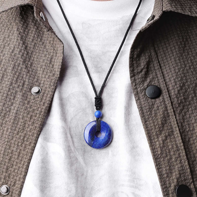 Lucky Coin Pendant Healing Crystal Gemstone Necklace