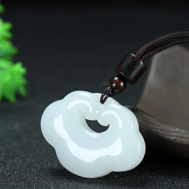 Tianshan Jade Golden Silk Jade Chinese Lock Charm Abundance Necklace Pendant