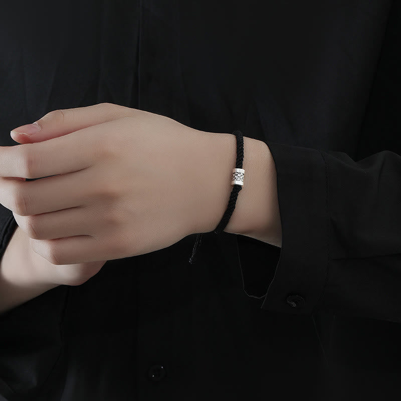 999 Fine Silver Auspicious Cloud Red String Minimalist Cord Bracelet