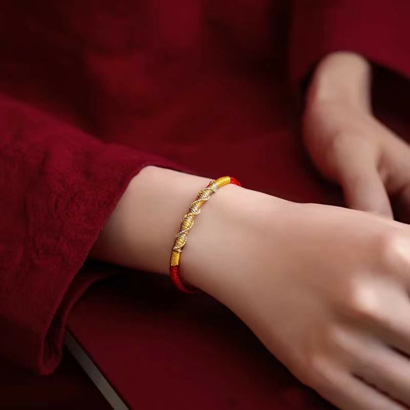 Hand-Braided Red String Bracelet with 925 Sterling Silver Accents