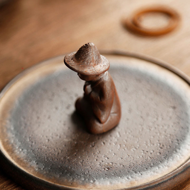 Minimalist Meditating Figure Ceramic Incense Burner with Optional Sandalwood