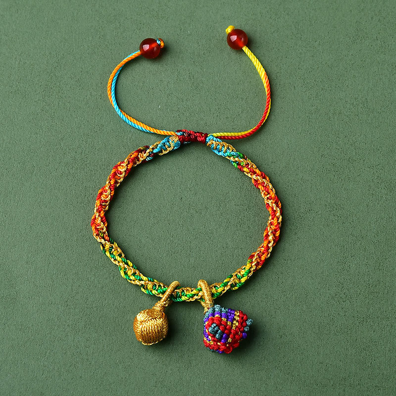 Colorful Rope Luck Handmade Zongzi Golden Ball Charm Bracelet