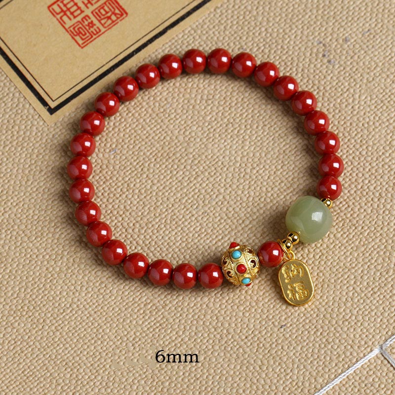 Cinnabar Green Aventurine Fortune Protection Charm Bracelet