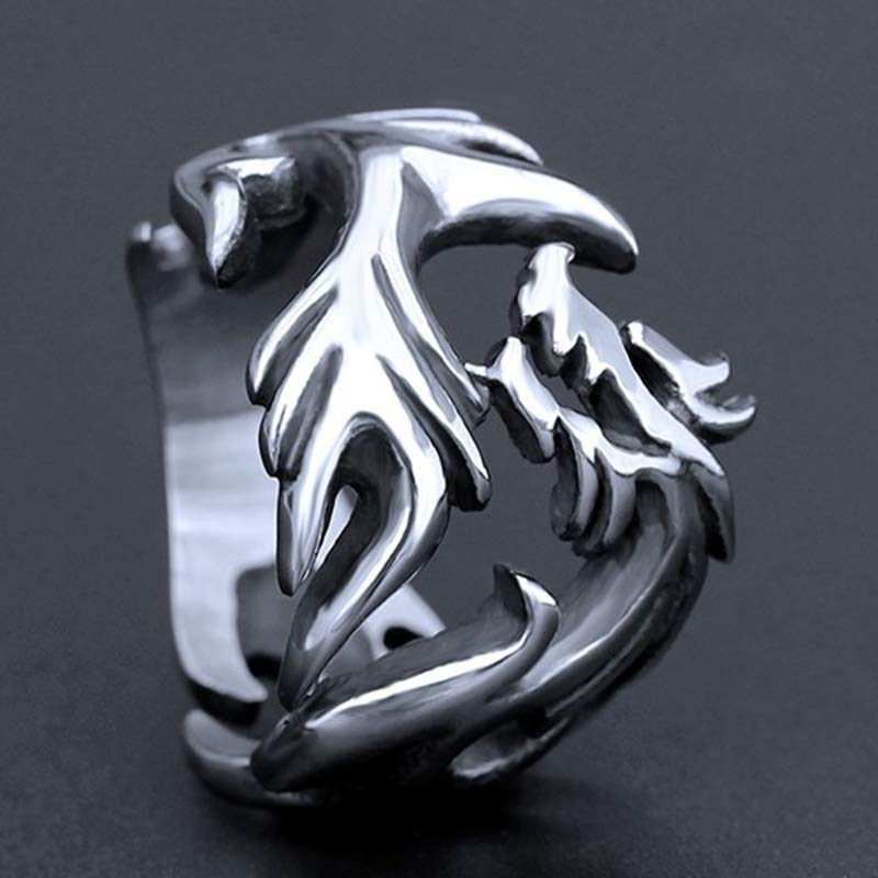 Intricate Dragon Pattern Adjustable Alloy Statement Ring for Men and Women