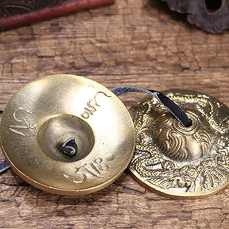 Tibetan Tingsha Bell Six True Words Dragon Copper Balance Decoration With Bag