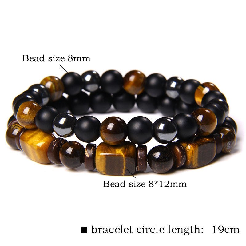 Tiger Eye Frosted Stone Hematite Courage Bracelet