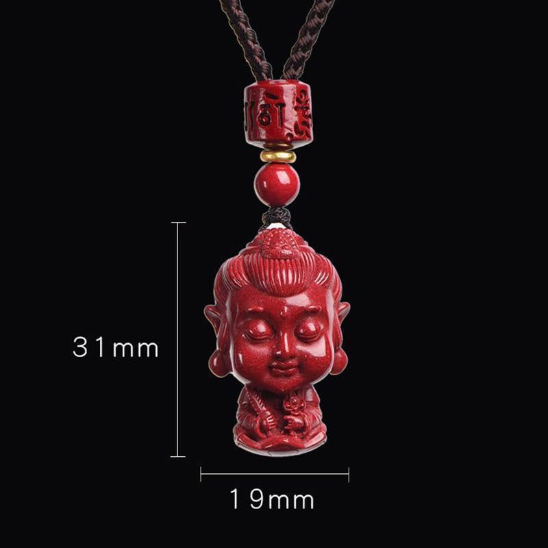 Chinese Zodiac Natal Buddha Natural Cinnabar Amulet Keep Away Evil Spirits Necklace Pendant