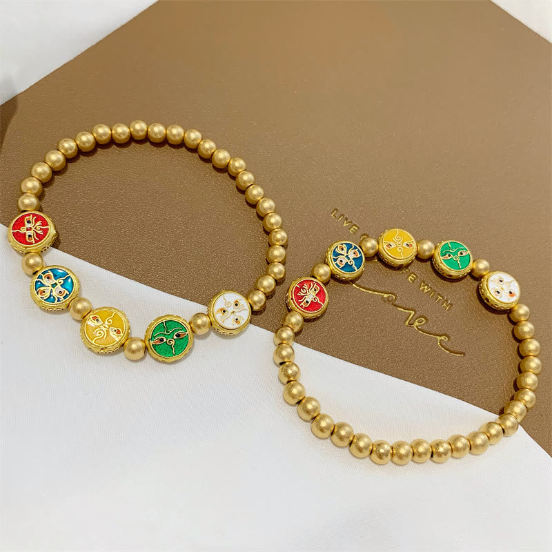 Tibetan Five Deities Gold & Copper Beaded Abundance Bracelet