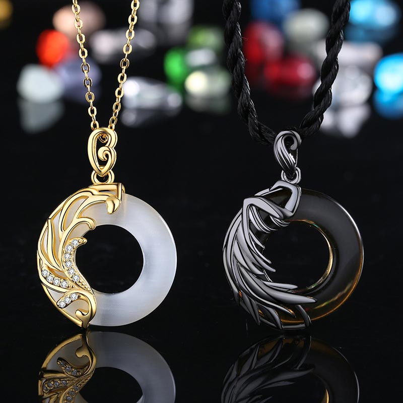 Handmade Round Obsidian and Chalcedony Copper Meditation Pendant Necklace