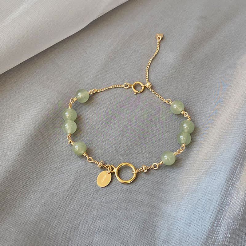 Unique Natural Hetian Jade 14K Gold filled Luck Beaded Bracelet