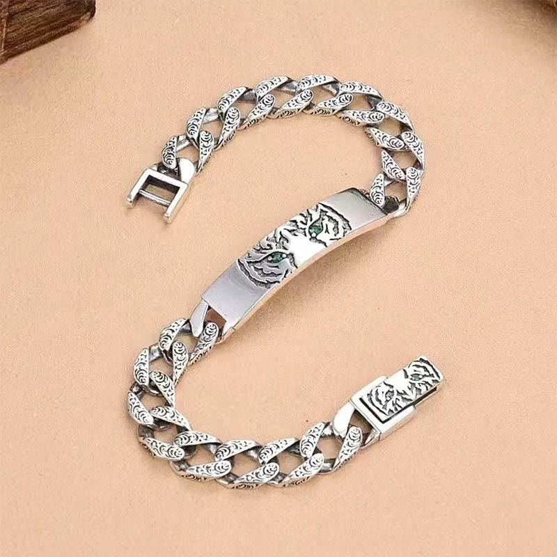 Tiger Tang Dynasty Flower Design Copper Luck Chain Bracelet