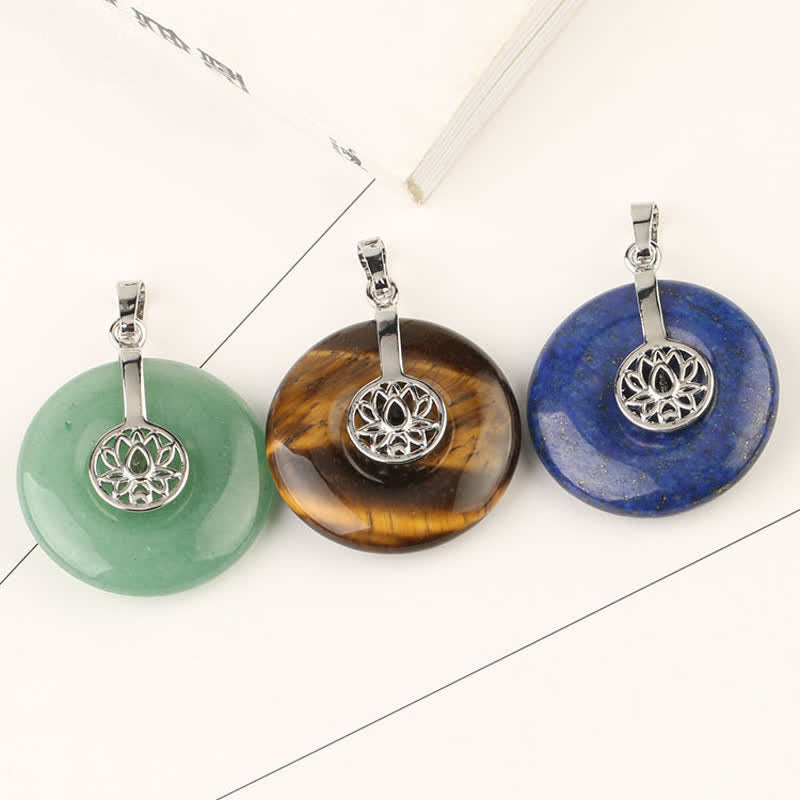Tiger Eye Handcrafted Lotus Pendant Necklace for Mindfulness