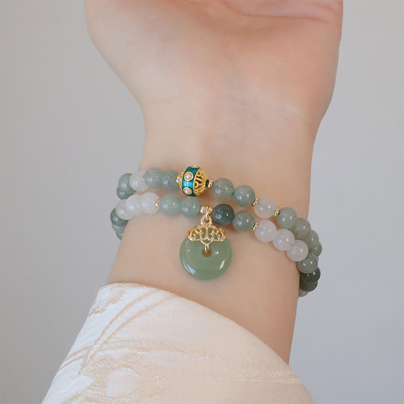 Single Double Layer Jade Peace Buckle Luck Bracelet