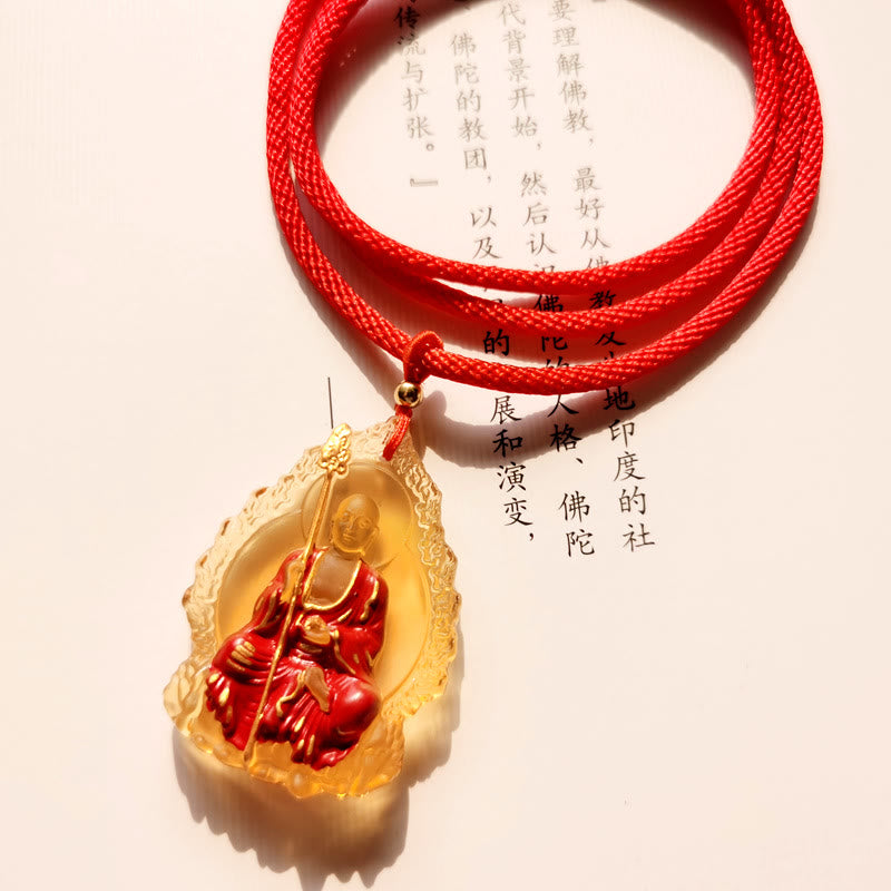 Ksitigarbha Buddha Liuli Crystal Compassion Amulet Necklace Pendant