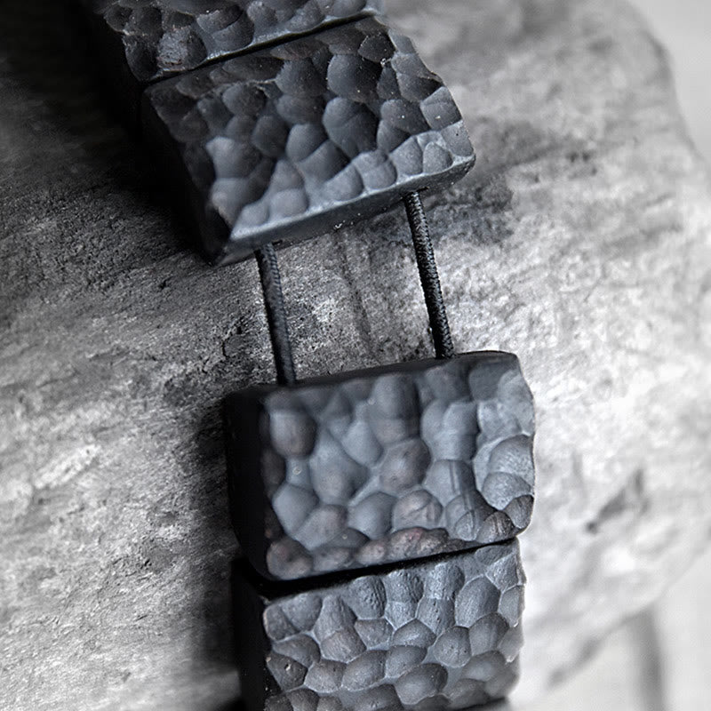 Vintage Ebony Wood Texture Peace Couple Bracelet