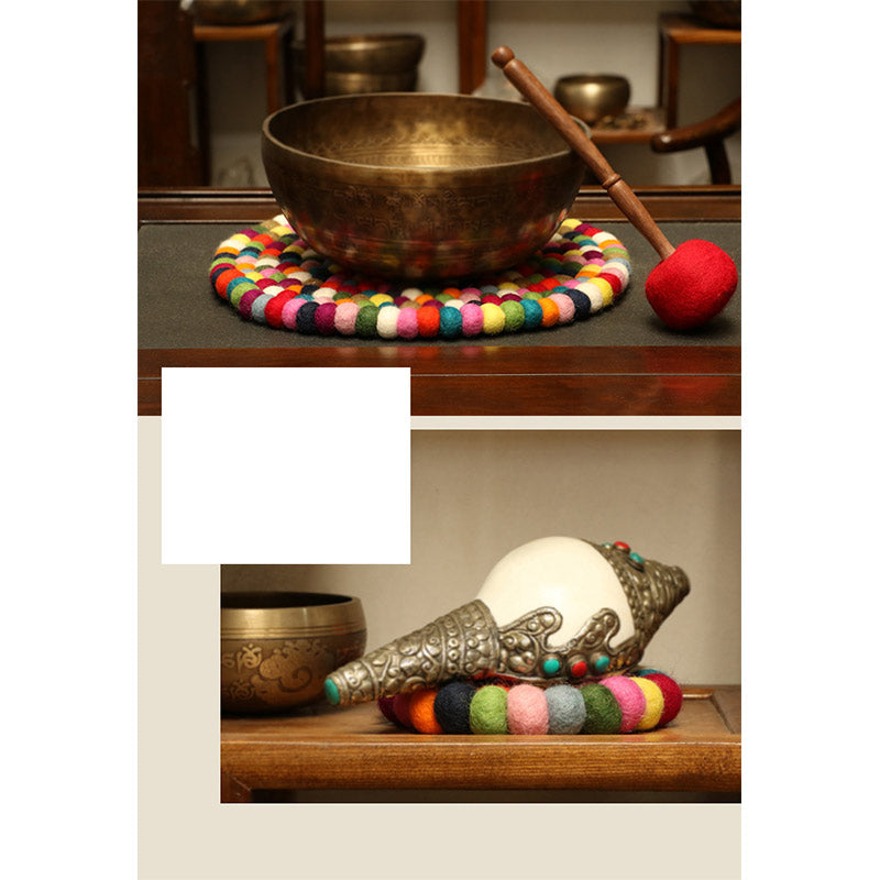 Tibetan Singing Bowl Handcraft Felted Wool Cushion Decoration