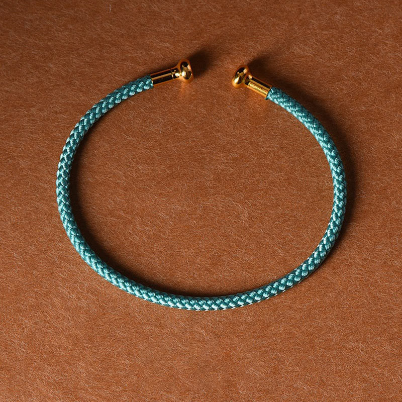 Handmade Minimalist Braided Red String Bracelet with Gold and Copper Accents