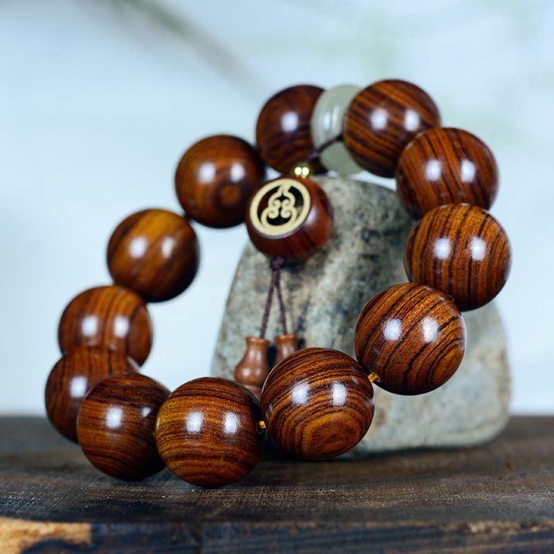 Rosewood Warmth Calm Gourd Charm Bracelet