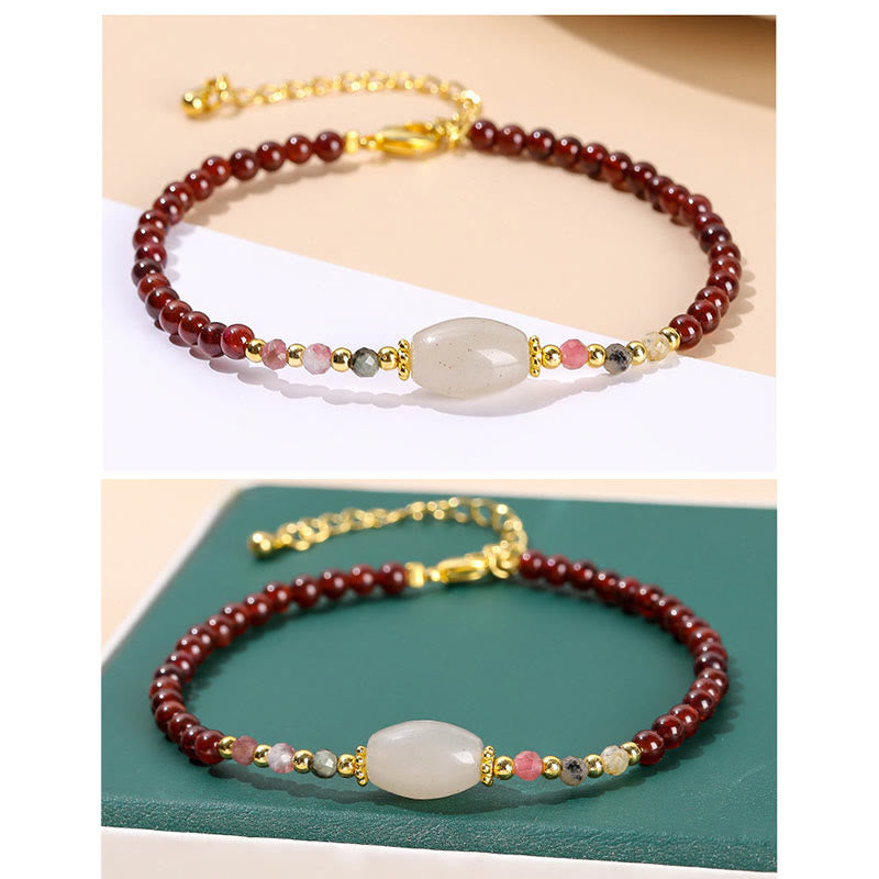 Garnet Jade Tourmaline Bead Passion Bracelet