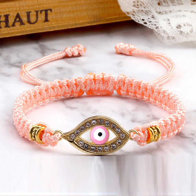 Handmade Evil Eye Red String Braided Bracelet with Gold or Silver Border