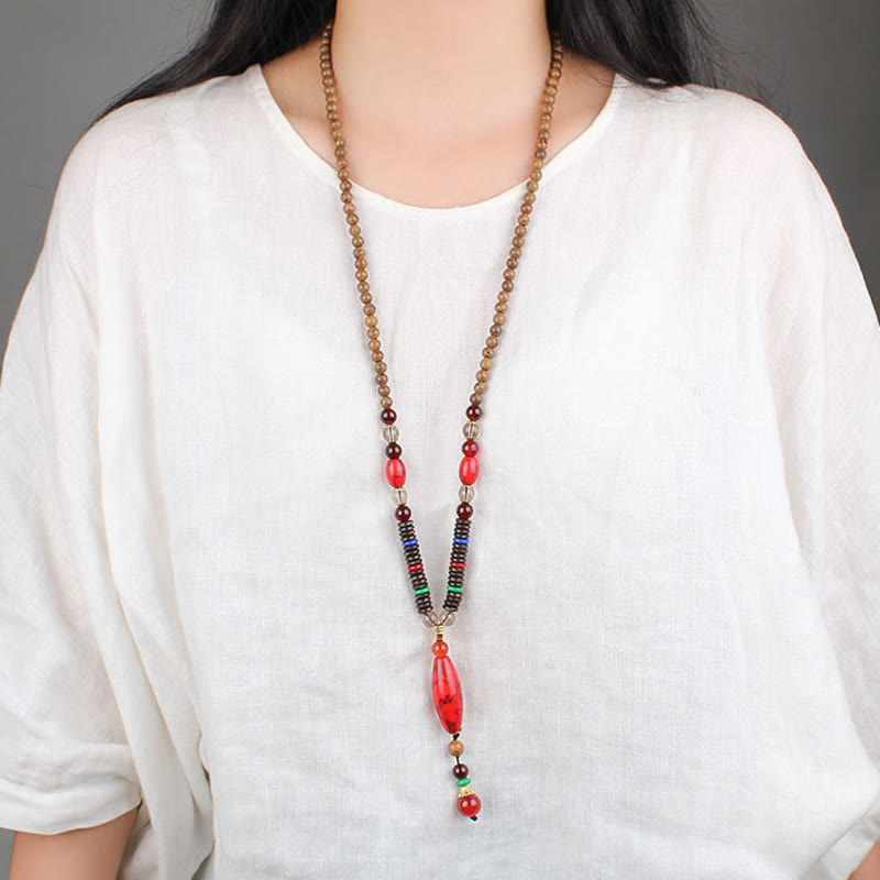 Wenge Wood Turquoise Stone Protection Calm Necklace Pendant