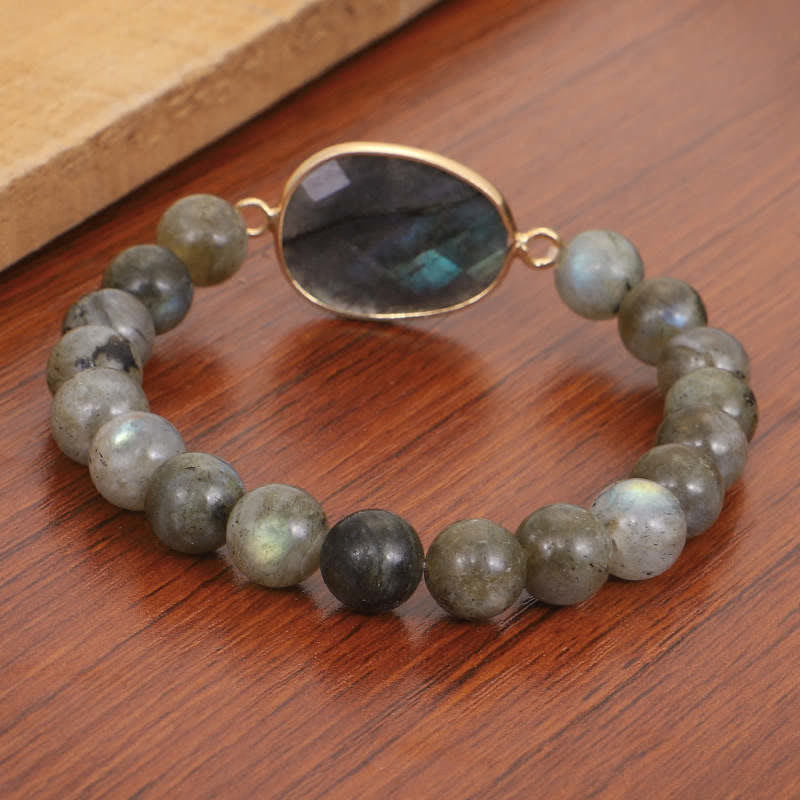 Natural Labradorite Moonstone Support Healing Beaded Bracelet