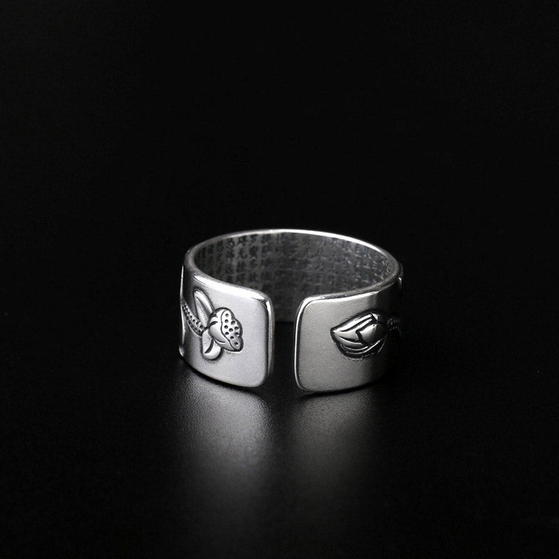 Tibetan Lotus White Copper Enlightenment Ring