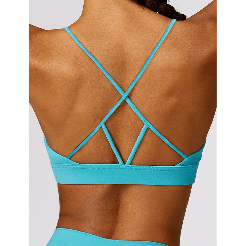 Gym Sports Yoga Backless Bra Crop Tank Top Breathable Shorts