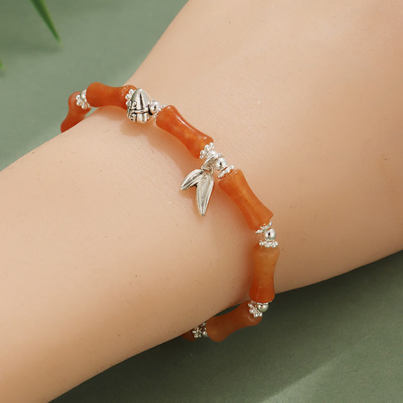 White Jade & Multi-Gemstone Copper Bamboo Fu Character Beaded Bracelet