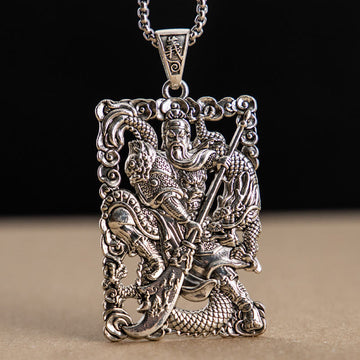 Guan Gong Dragon Auspicious Clouds Wealth Necklace Pendant