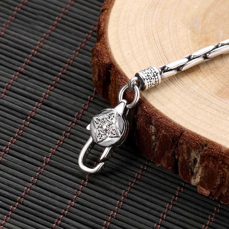 Tibetan Sterling Silver & Copper Om Mani Padme Hum Vajra Buddha Swastika Bracelet