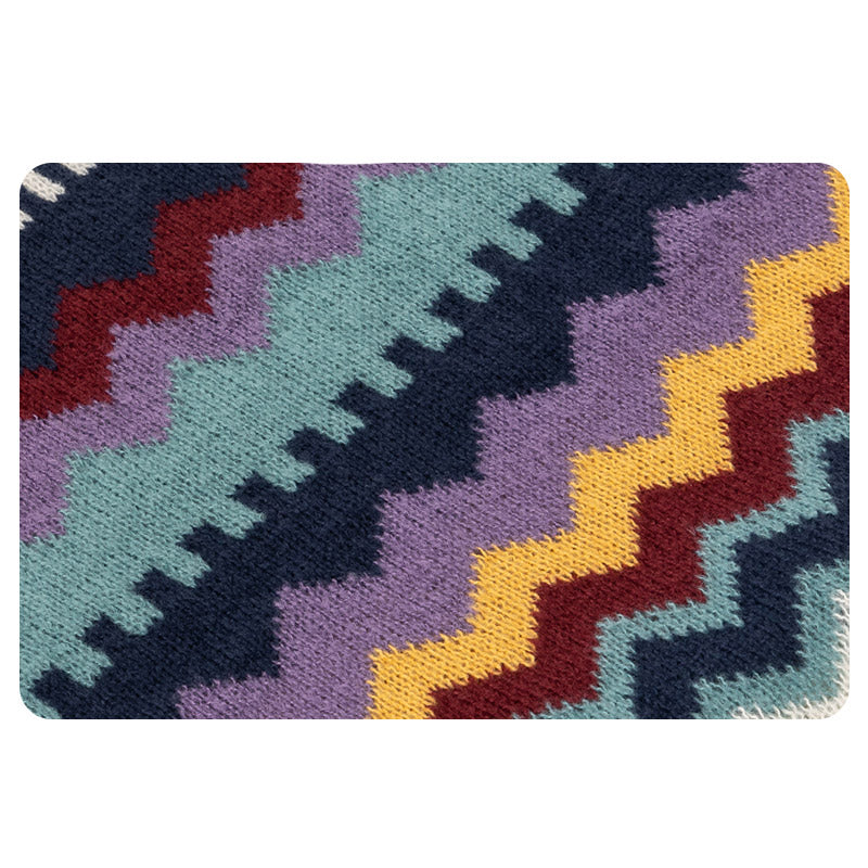 Tibetan Shawl Colorful Striped Wavy Line Tassels Winter Cozy Travel Scarf Wrap