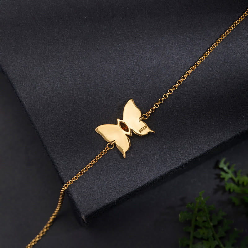 925 Sterling Silver Butterfly Zircon Love Chain Bracelet