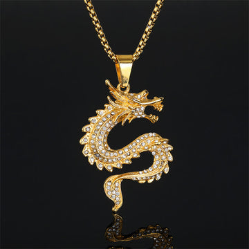Chinese Zodiac Dragon Zircon Protection Necklace Pendant