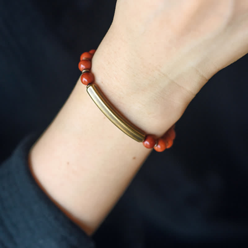 Handmade Red Jasper Moss Agate or Black Obsidian Copper Wrap Couple Bracelet